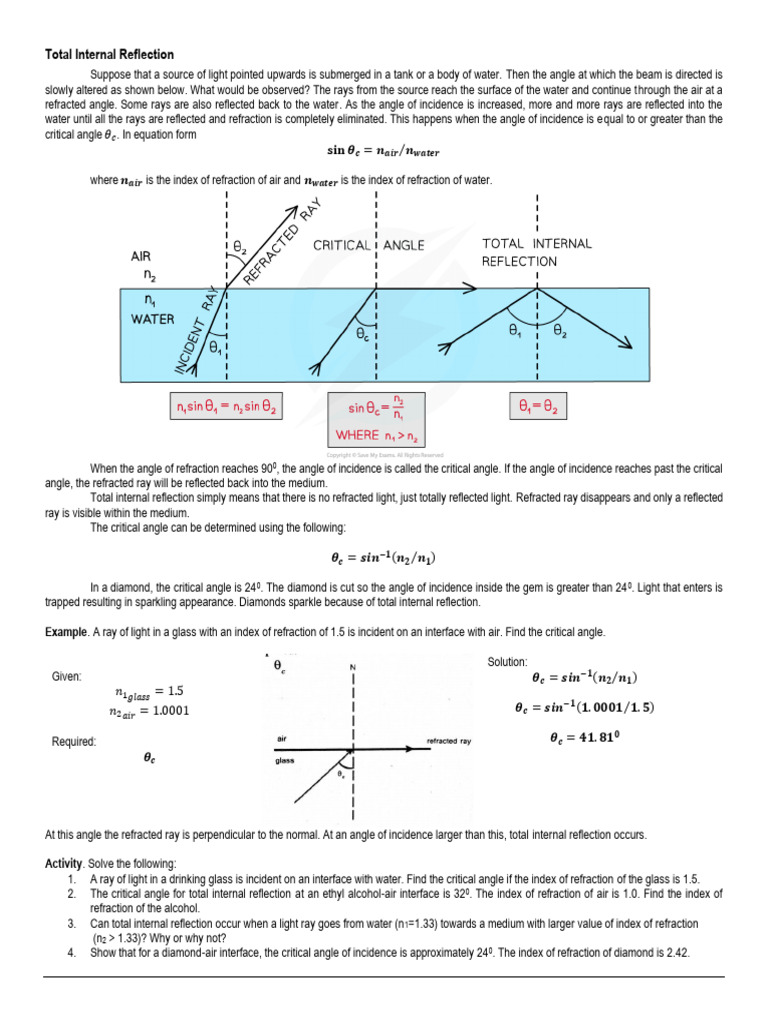 Total Internal Reflection - Doppler Shift | PDF | Refraction | Spectral ...