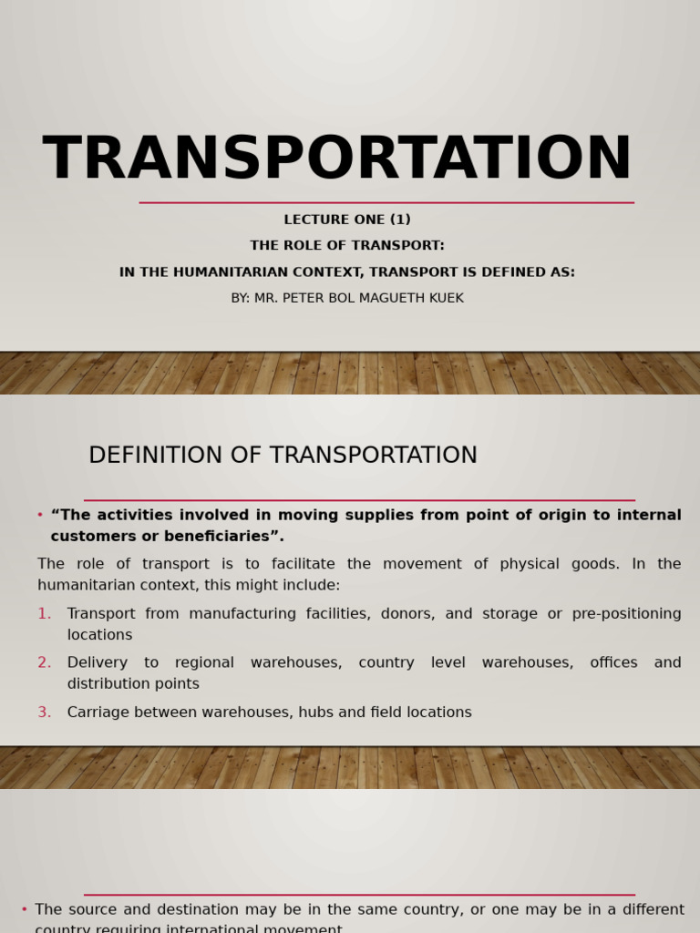 Defining Transportation in Humanitarian Aid | PDF | Cargo | Transport