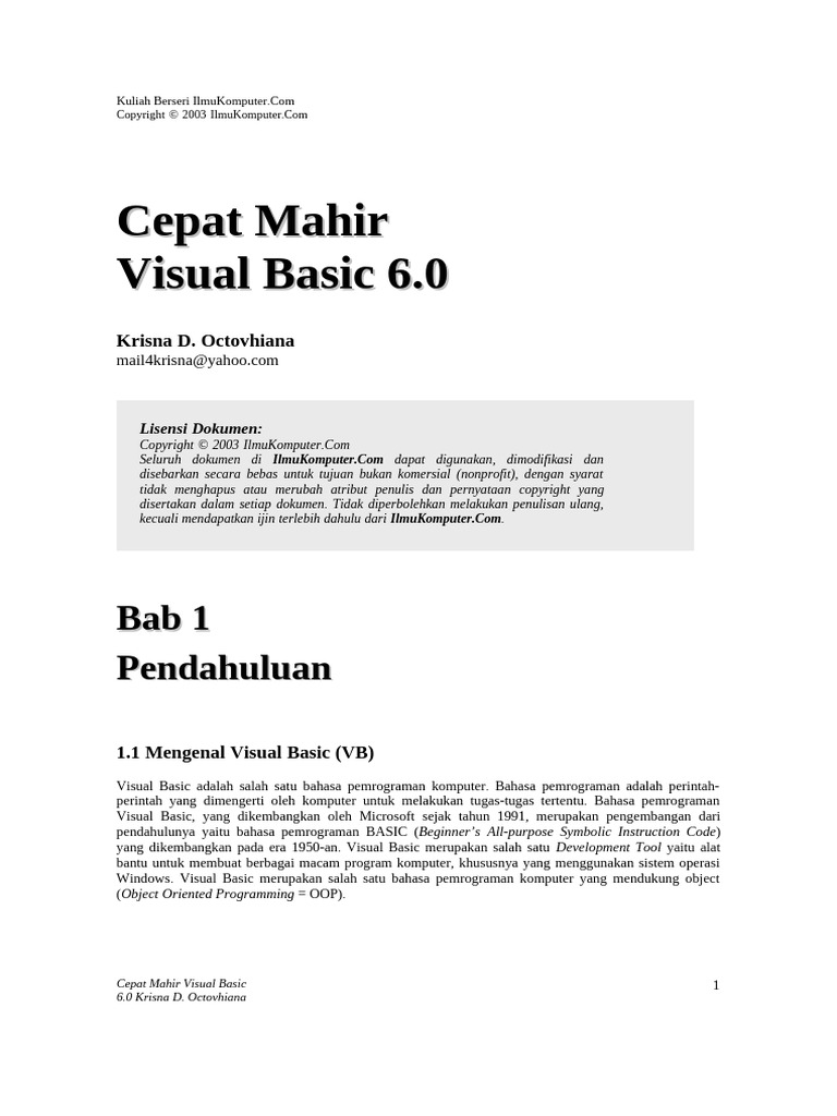 Panduan Cepat Visual Basic 6.0 | PDF