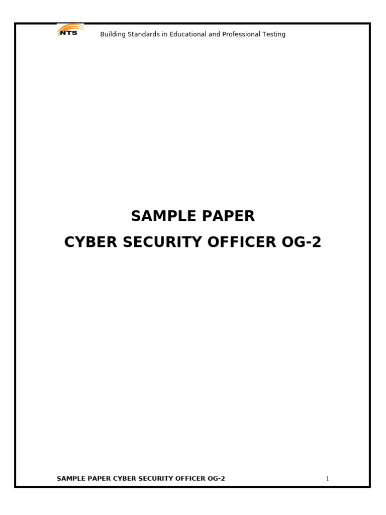 Sample Paper Cyber Security Officer OG-2 | PDF | Cybercrime | Computer ...