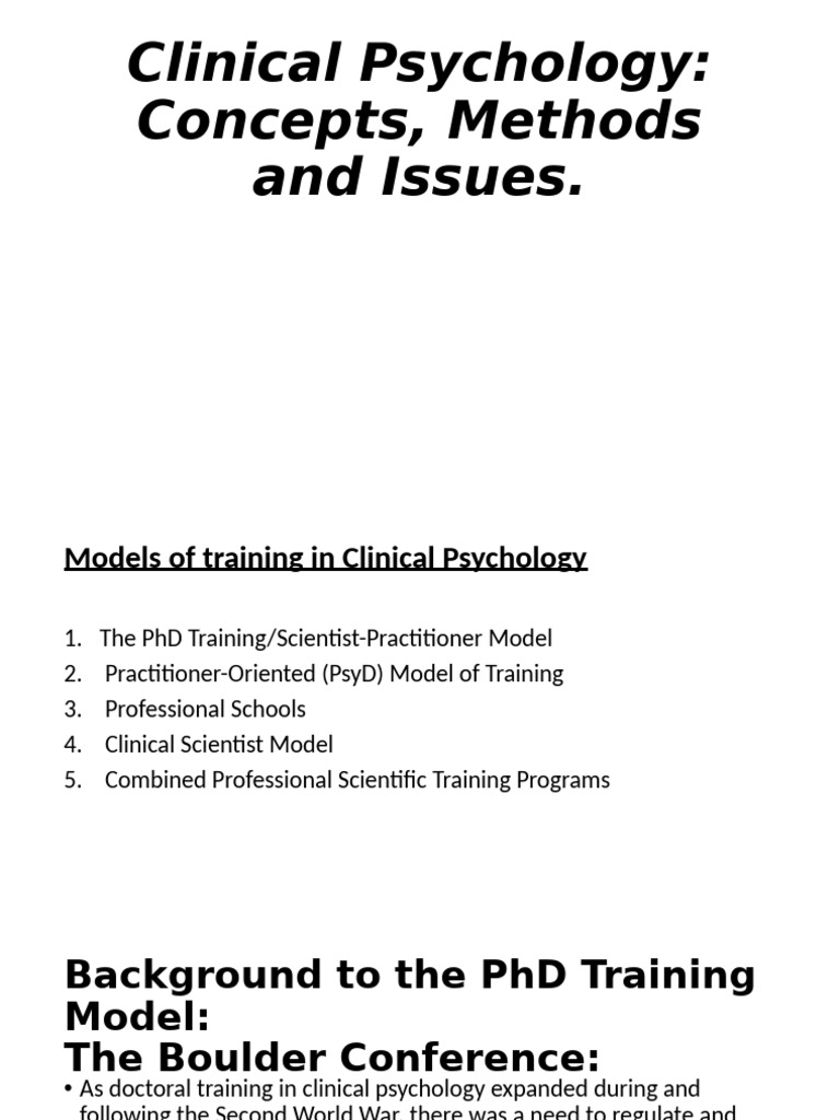 Clinical Psychology Training Models Explained | PDF | Clinical ...
