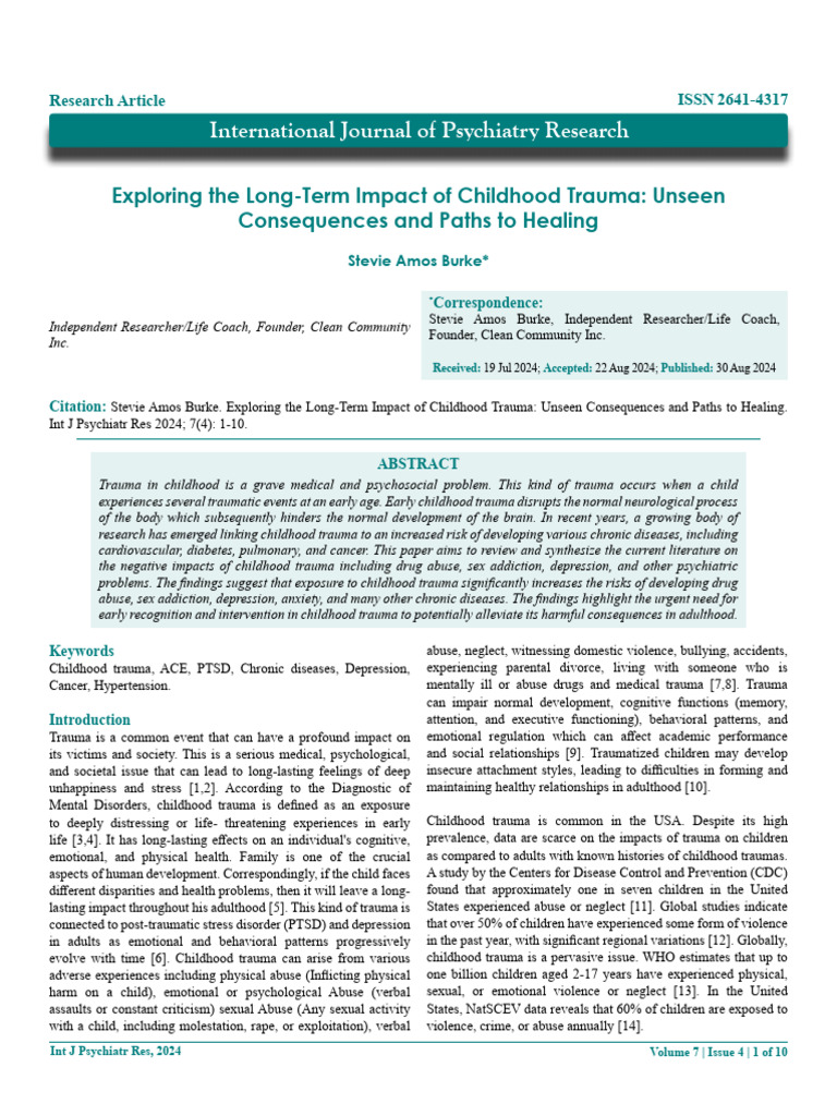 Long-Term Effects of Childhood Trauma | PDF | Psychological Trauma ...