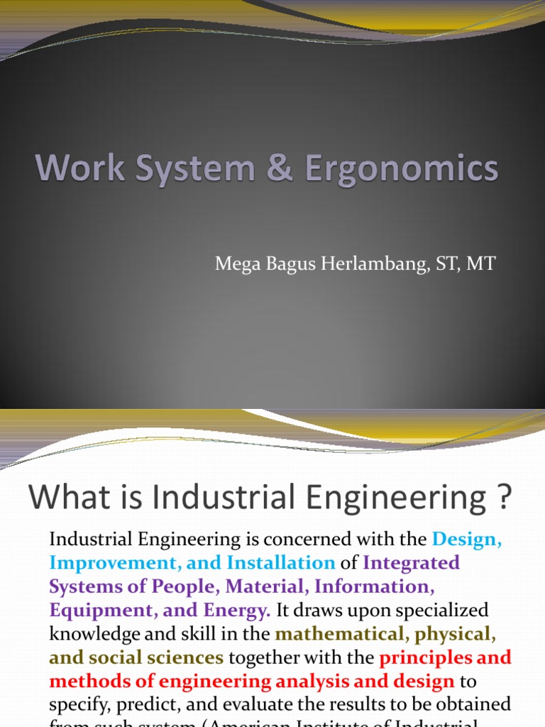 Work System Design & Ergonomics PDF Human Factors And Ergonomics