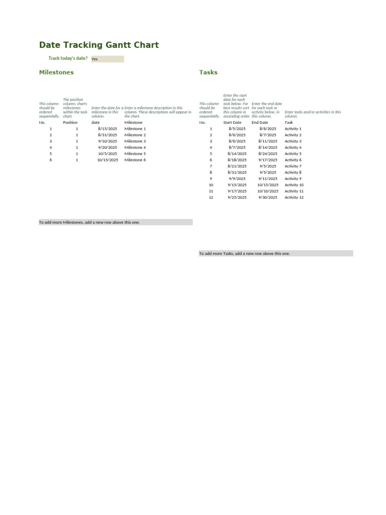 Gantt Chart Date Tracking Guide | PDF