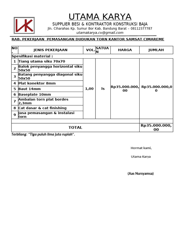 Contoh Rab. Pembangunan Rumah | PDF