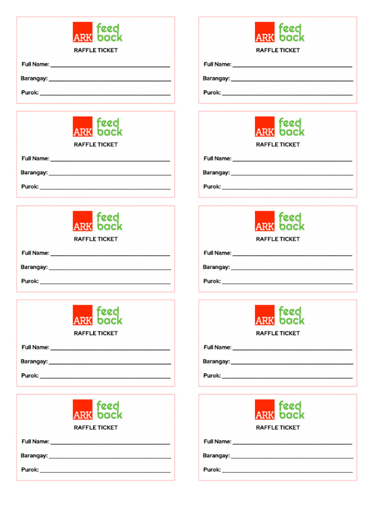 R W10 Raffle Tickets 15 Copies | PDF