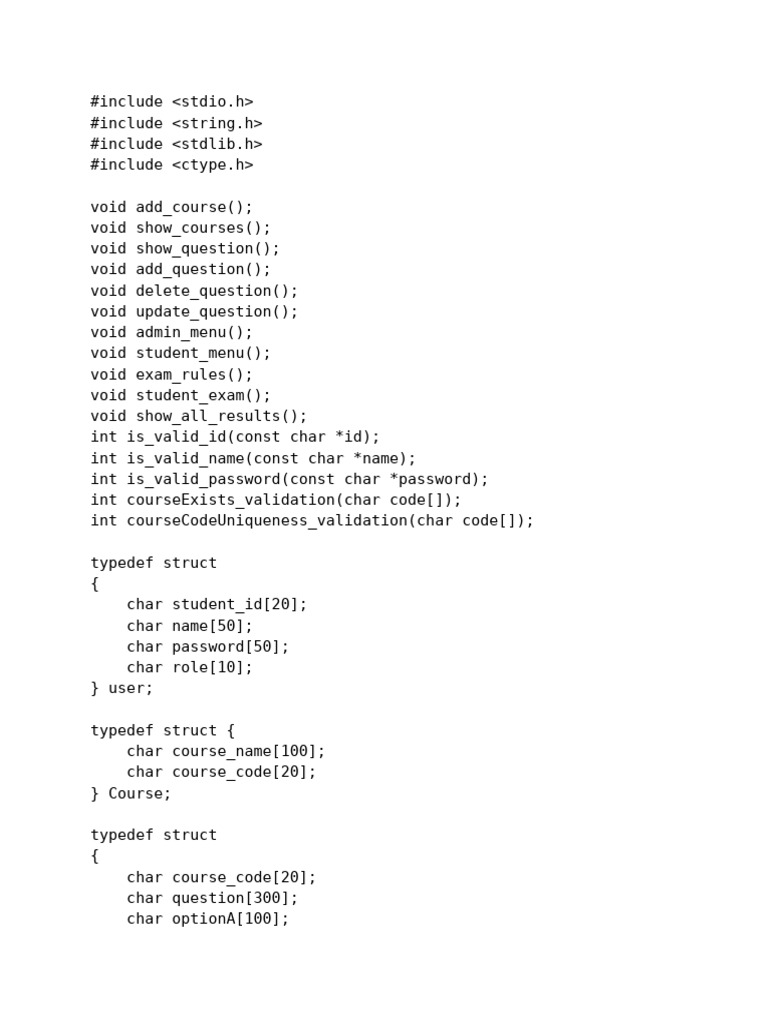Course Management System Code | PDF | Computer Programming ...