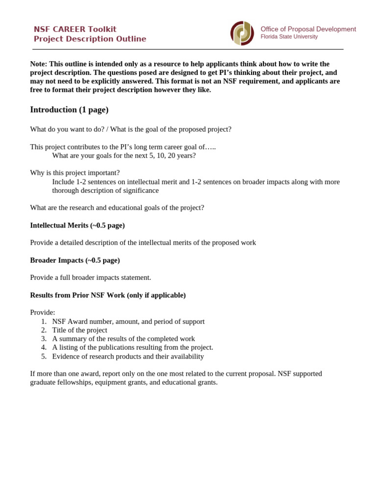 NSF Project Description Guide | PDF | National Science Foundation | Inquiry