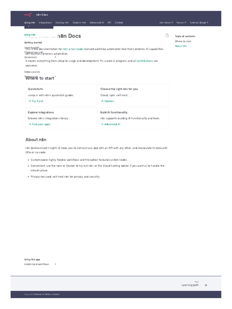 n8n Documentation and Learning Path | PDF | Cloud Computing | Mobile App