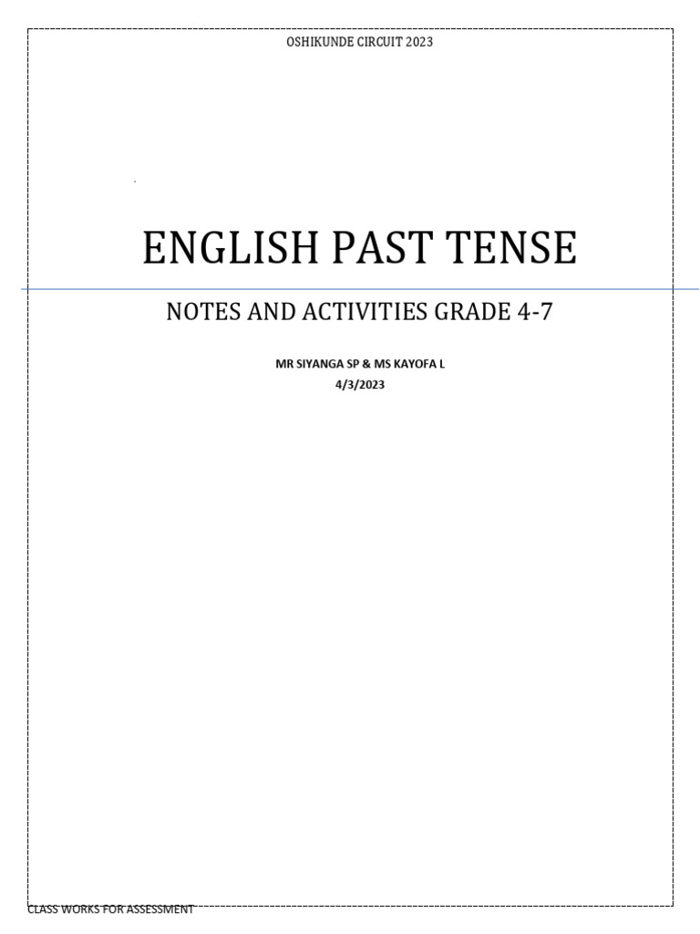 Grade 4 Past Tense Activities | PDF | Linguistics