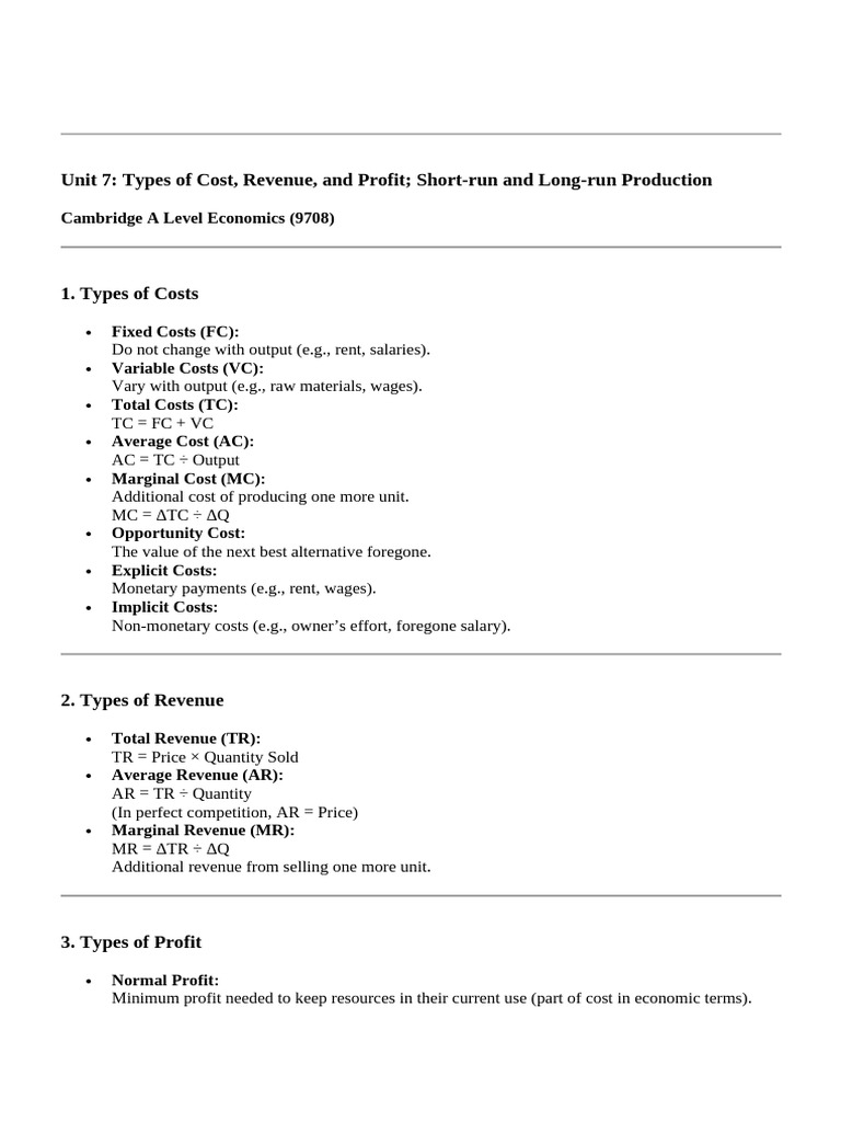 A Level | PDF | Economies Of Scale | Profit (Economics)