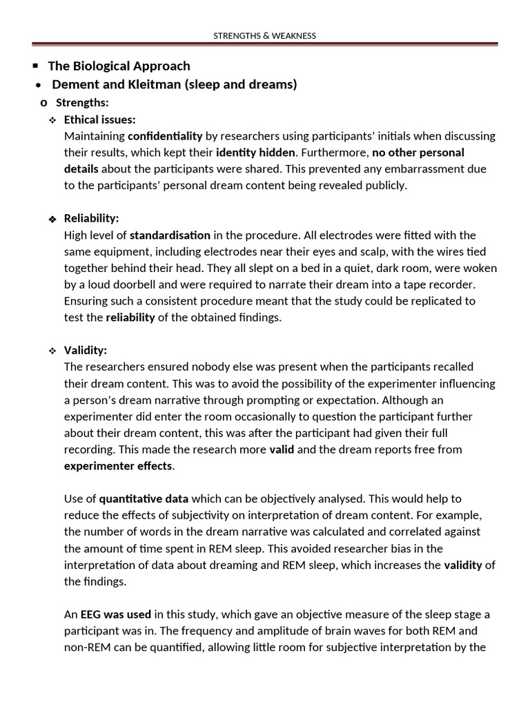 Strengths and Weaknesses of Research Methods | PDF | Sleep | Validity ...