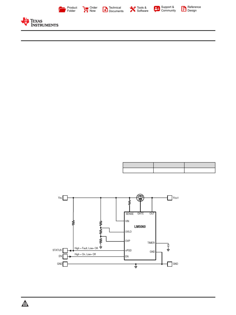 LM5060 High-Side Protection Controller | PDF | Mosfet | Capacitor