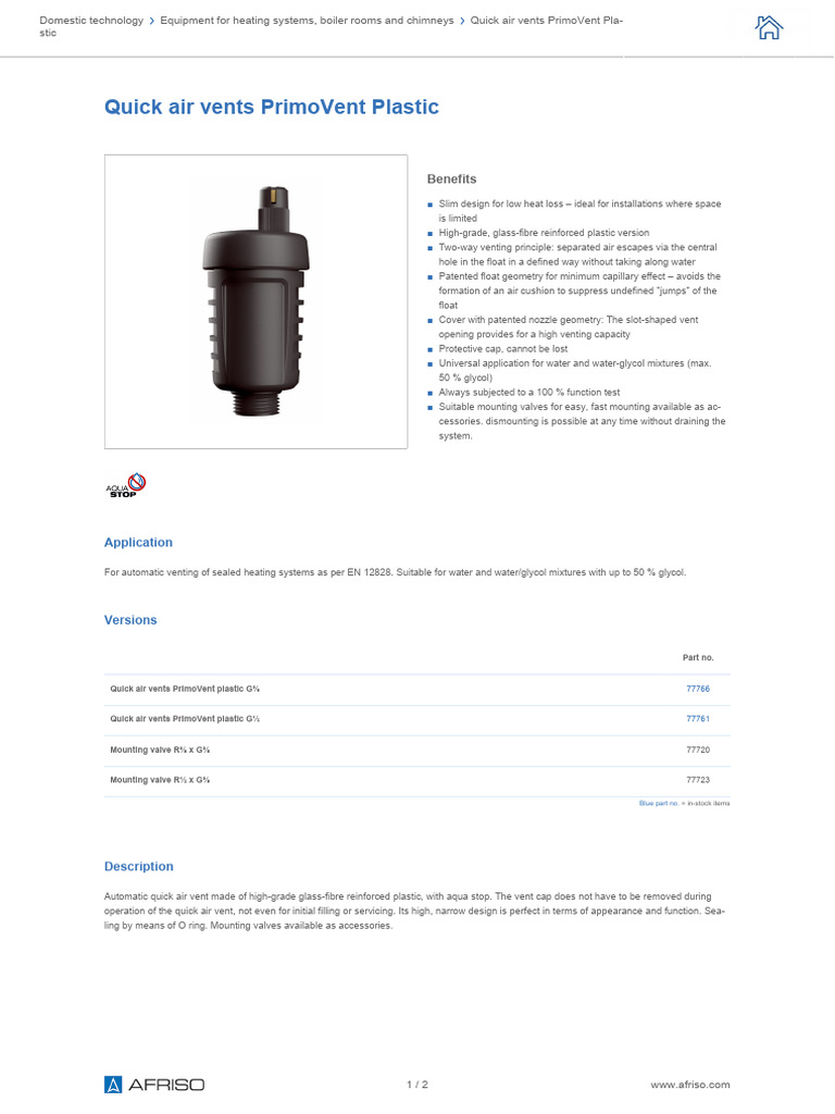 PrimoVent Plastic Quick Air Vents | PDF | Ventilation (Architecture ...