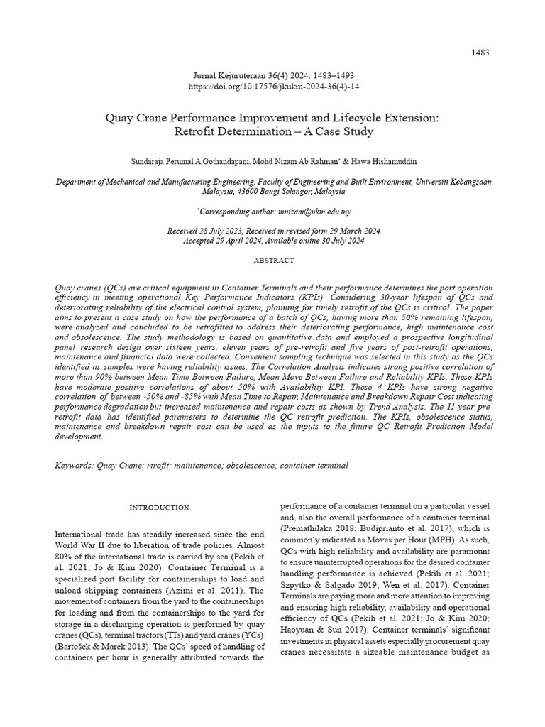 Quay Crane Performance Improvement and Lifecycle Extension | PDF ...