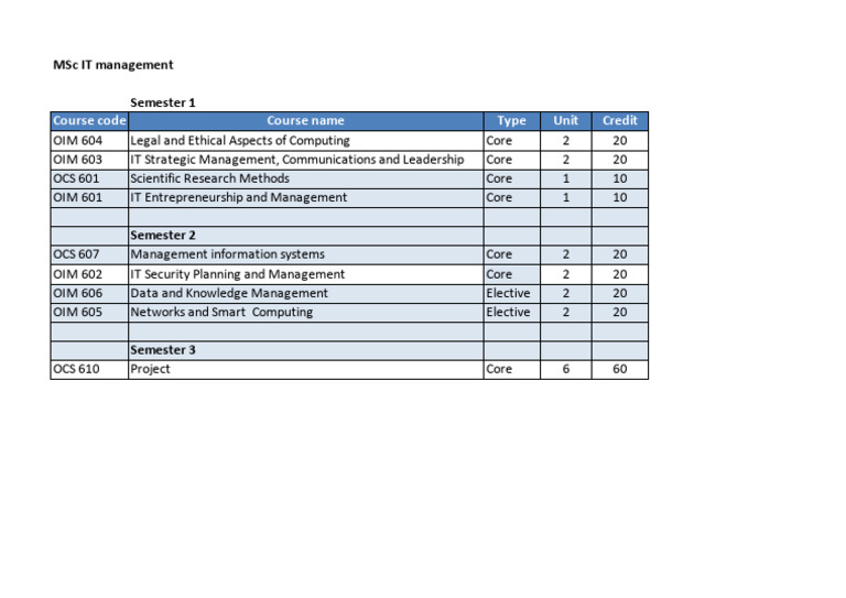 UTD MSITM Program Curriculum Overview | PDF
