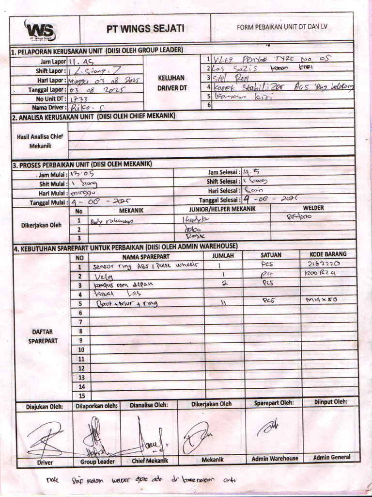 Form Perbaikan DT - 040825 | PDF