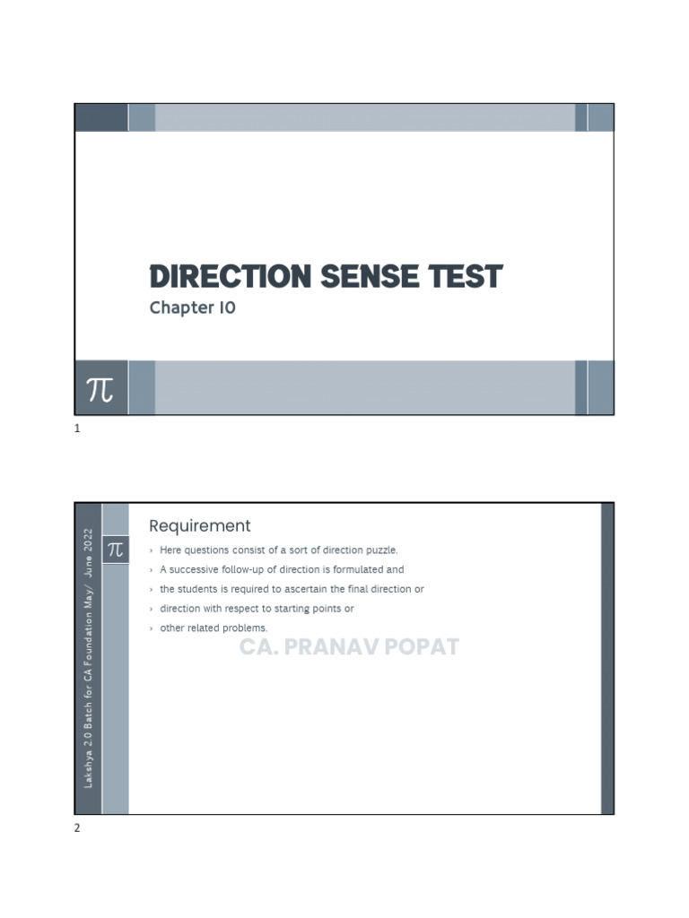 Direction Sense Test for CA Foundation | PDF | Navigation | Space