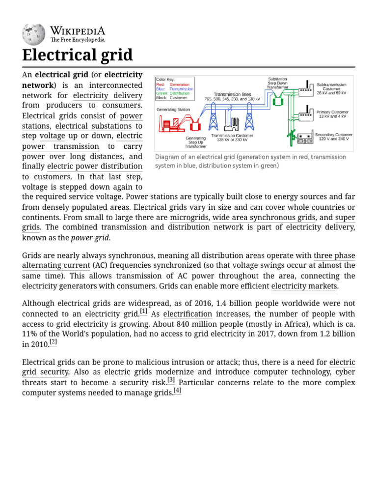 Electrical Grid - Wikipedia | PDF | Electrical Grid | Electric Power ...