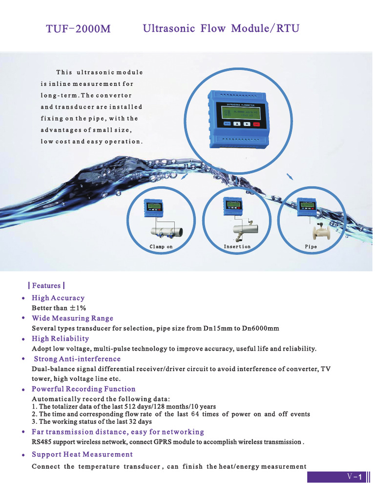 TUF-2000M Ultrasonic Flow Meter Manual | PDF | Flow Measurement | Pipe ...
