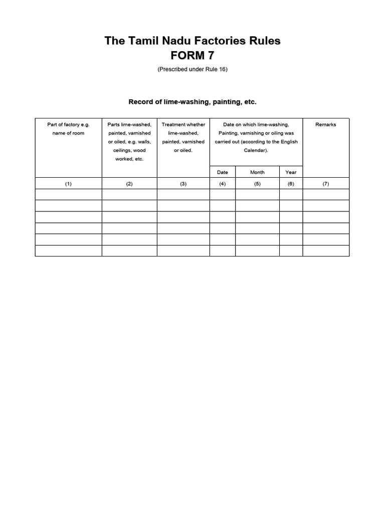 Form 7 Compliance Record Template | PDF