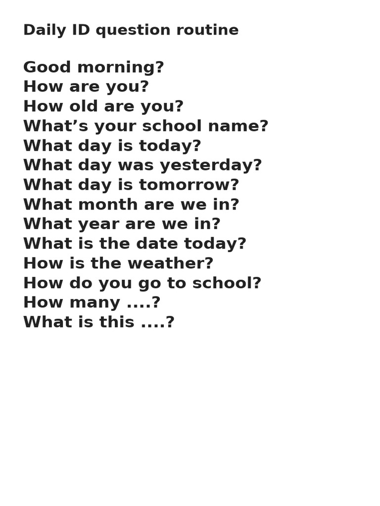 Daily ID Question Routine | PDF
