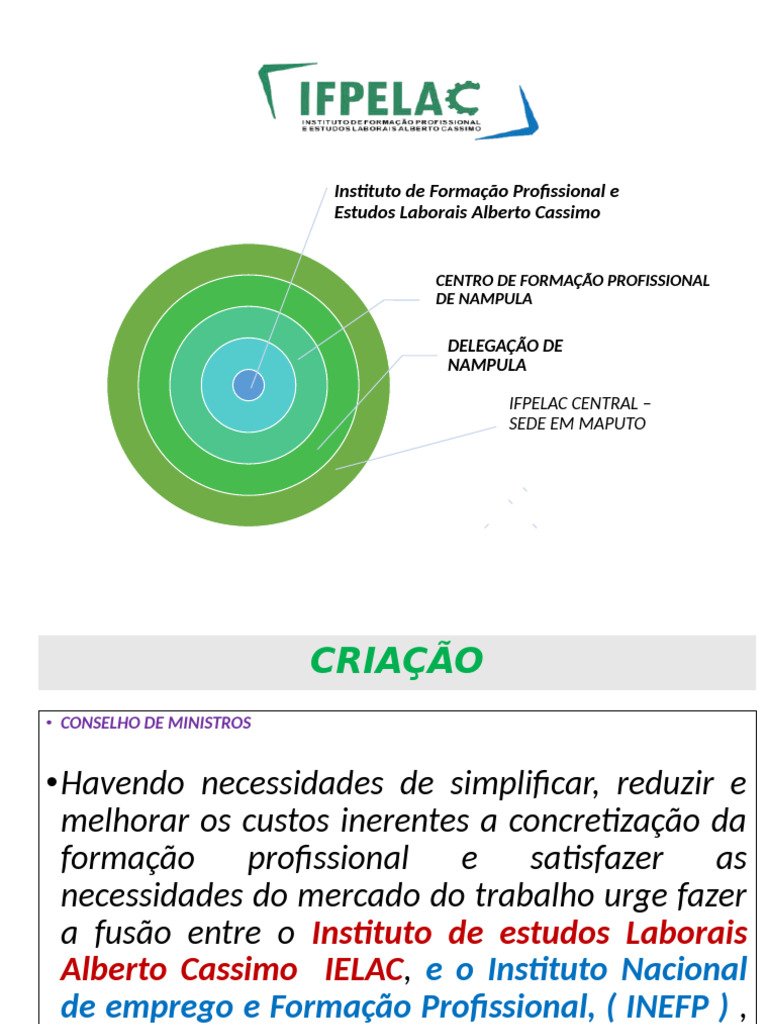 IFPELAC: Formação Profissional em Moçambique | PDF | Desenvolvimento ...