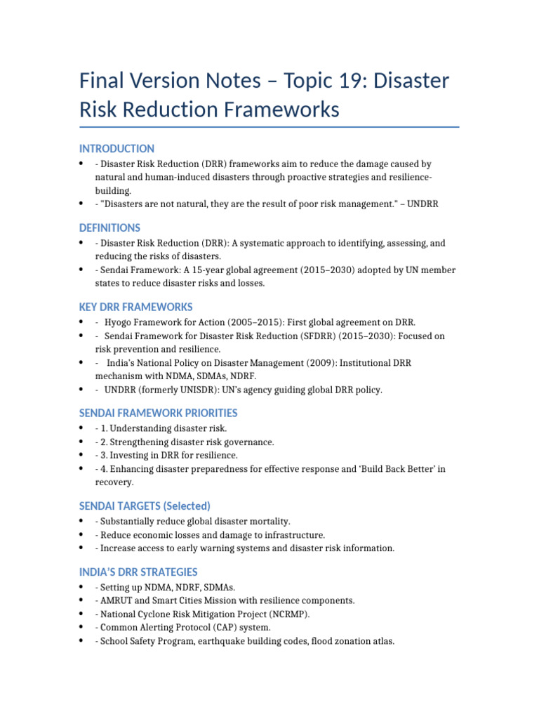 Sendai Framework for Disaster Risk Reduction | PDF | Disaster Risk ...