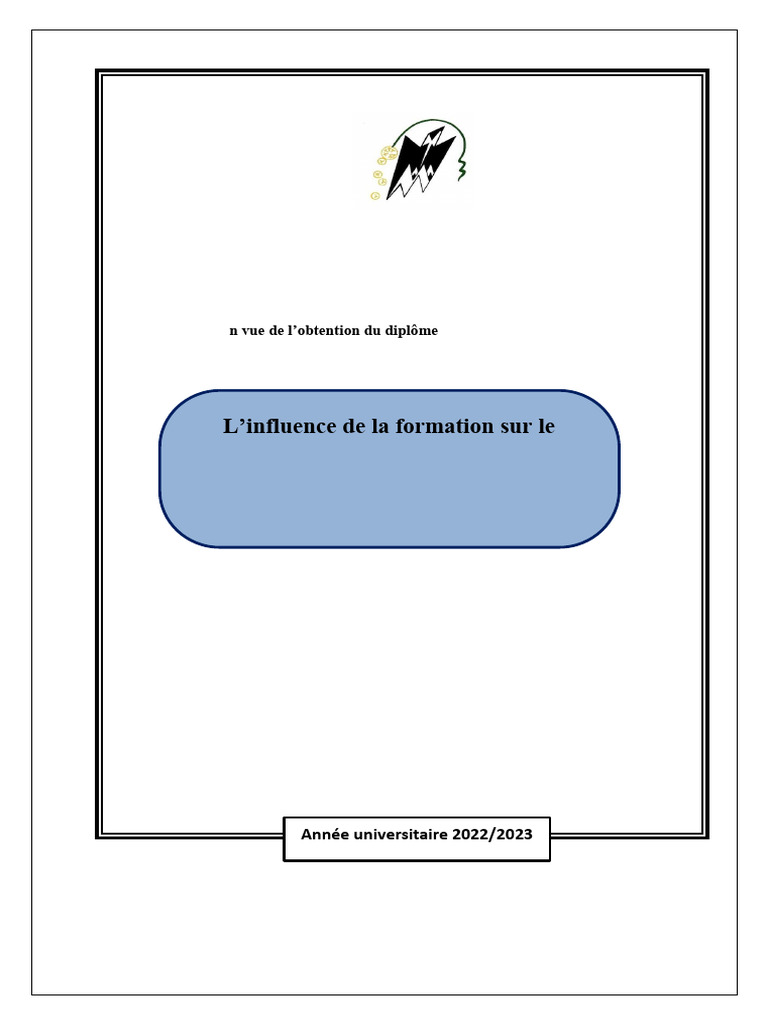 Influence de la formation sur le rendement | PDF | Motivation | Motivant