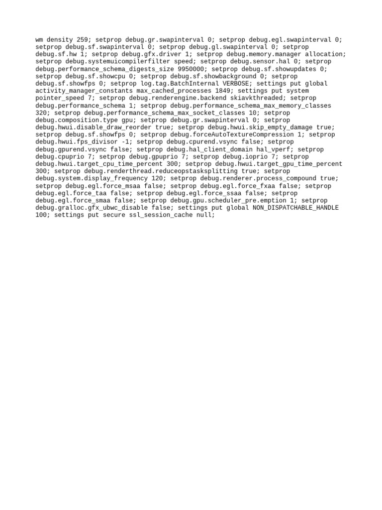 Android Performance Optimization Settings | PDF
