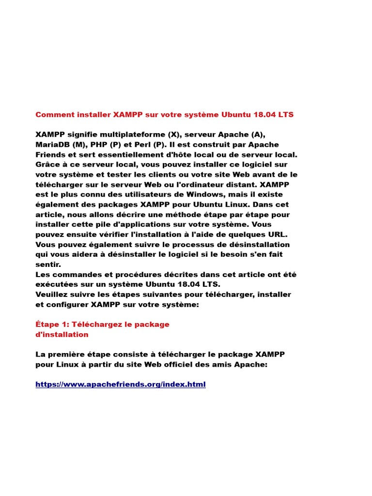 Installer XAMPP sur Ubuntu 18.04 LTS | PDF | Apache HTTP Server | Linux