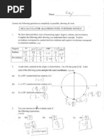 Practice Test Trig Unit 1 Answer Key