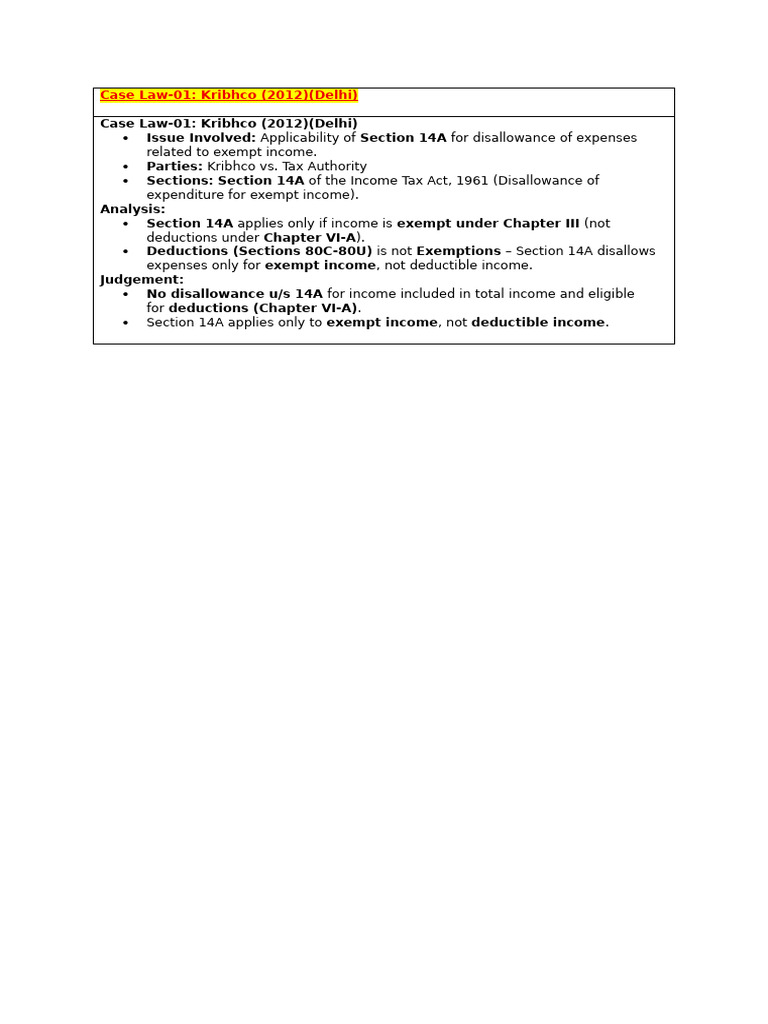 Section 14A Disallowance Ruling | PDF