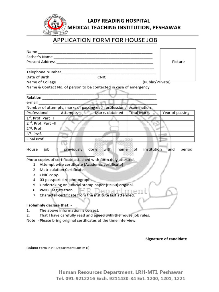 House Job Application at LRH-MTI | PDF | Justice | Crime & Violence