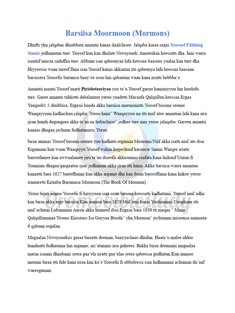 Barsiisa Moormoon | PDF