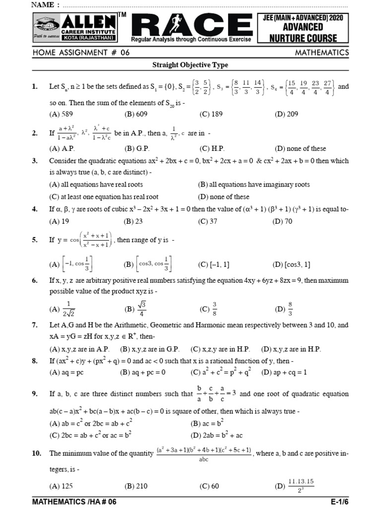Mathematics Objective Questions for Success | PDF | Mathematical ...