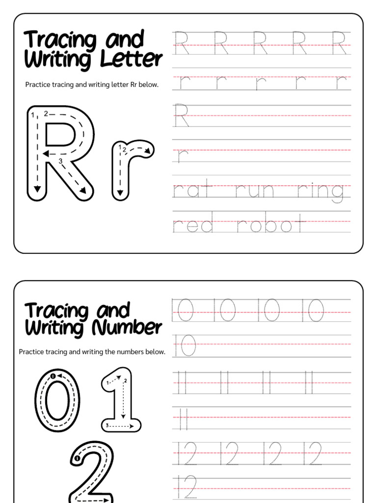 Letter R and Number Tracing Practice | PDF