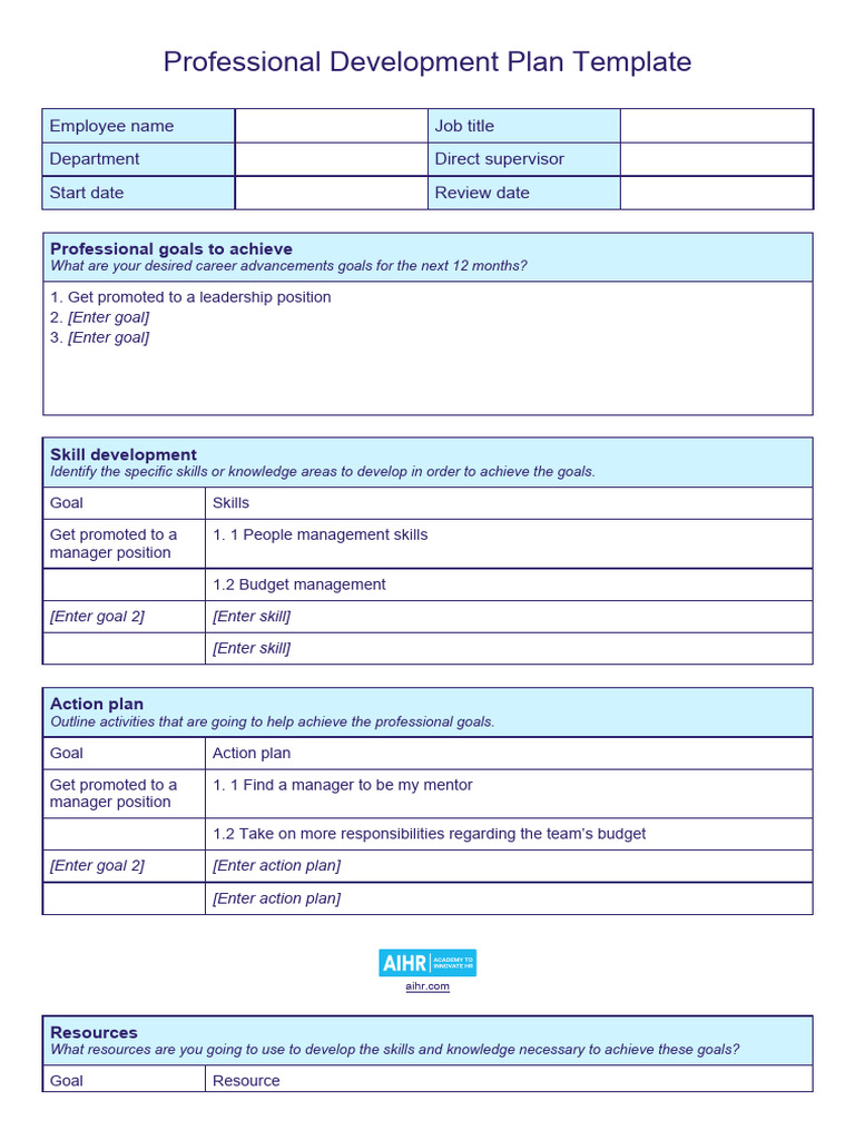 Professional Development Plan Template | PDF