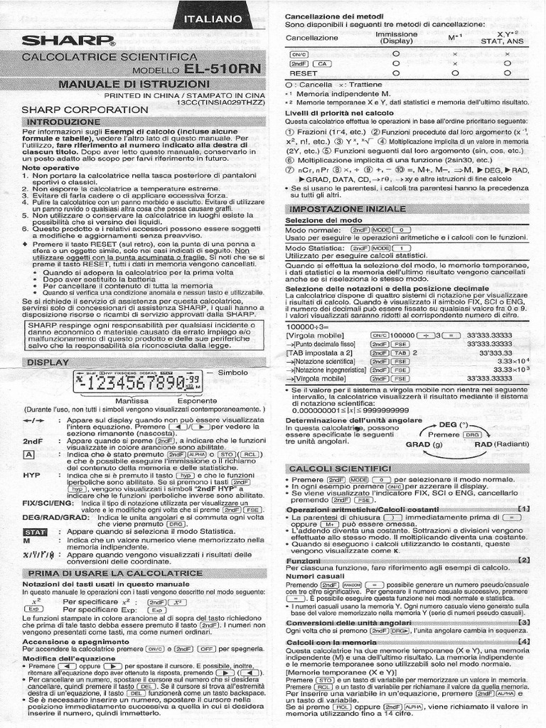 Sharp EL-510RN It | PDF