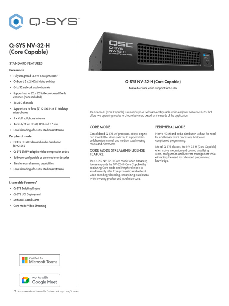 NV-32-H Core Mode Overview | PDF | Hdmi | Codec