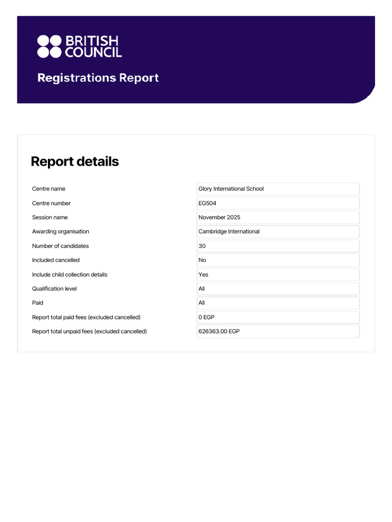 November 2025 IGCSE Registration Report | PDF | Multiple Choice ...
