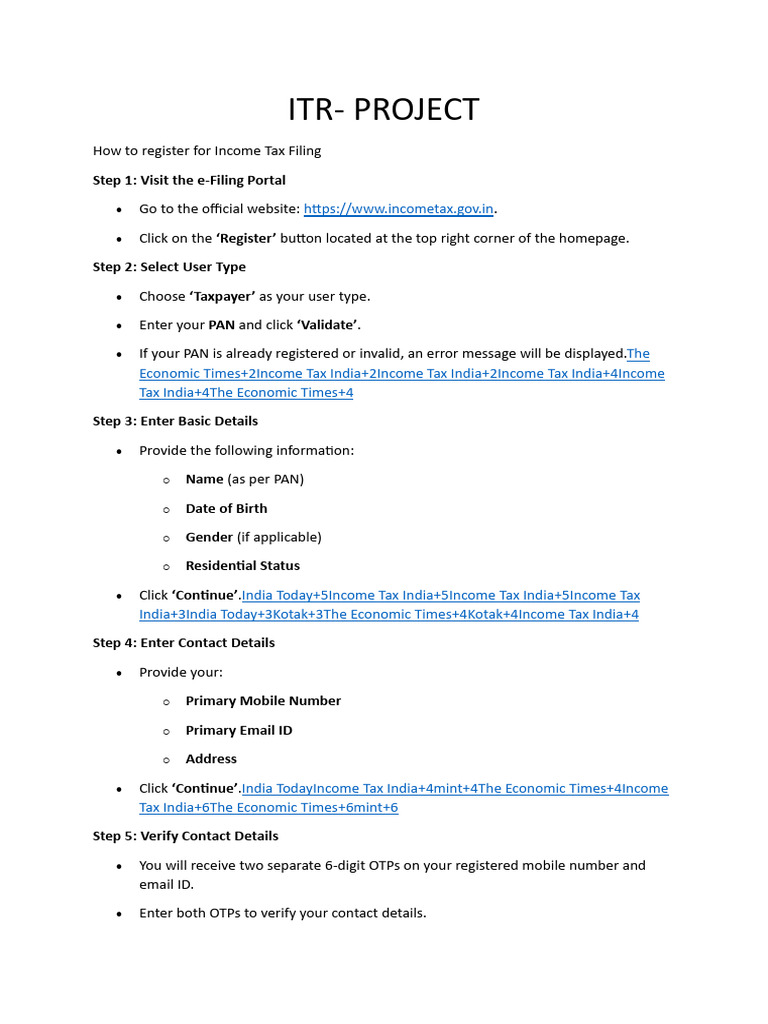 ITR Project: Income Tax Registration Guide | PDF | Taxes | Government ...