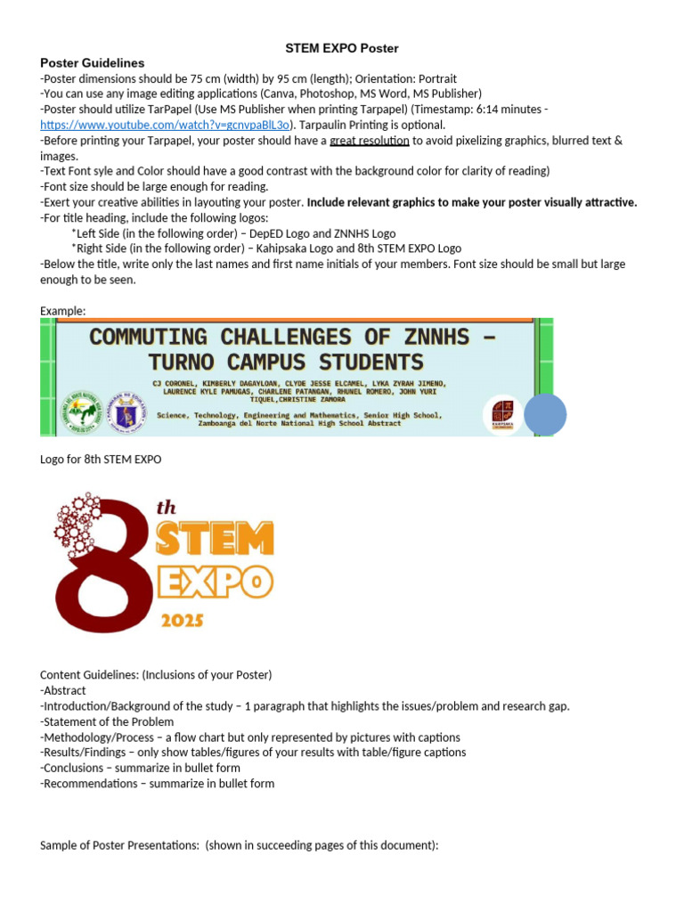 STEM Expo Poster Creation Guidelines | PDF
