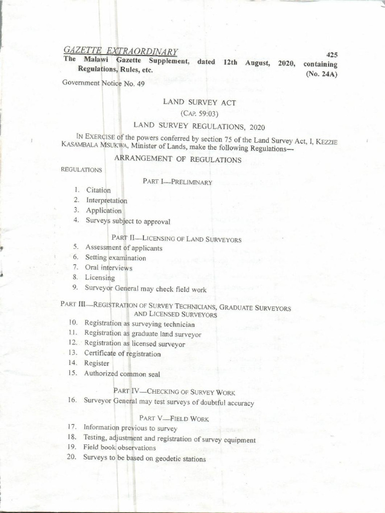 Land Survey Regulations Overview | PDF | Newspaper Publishing