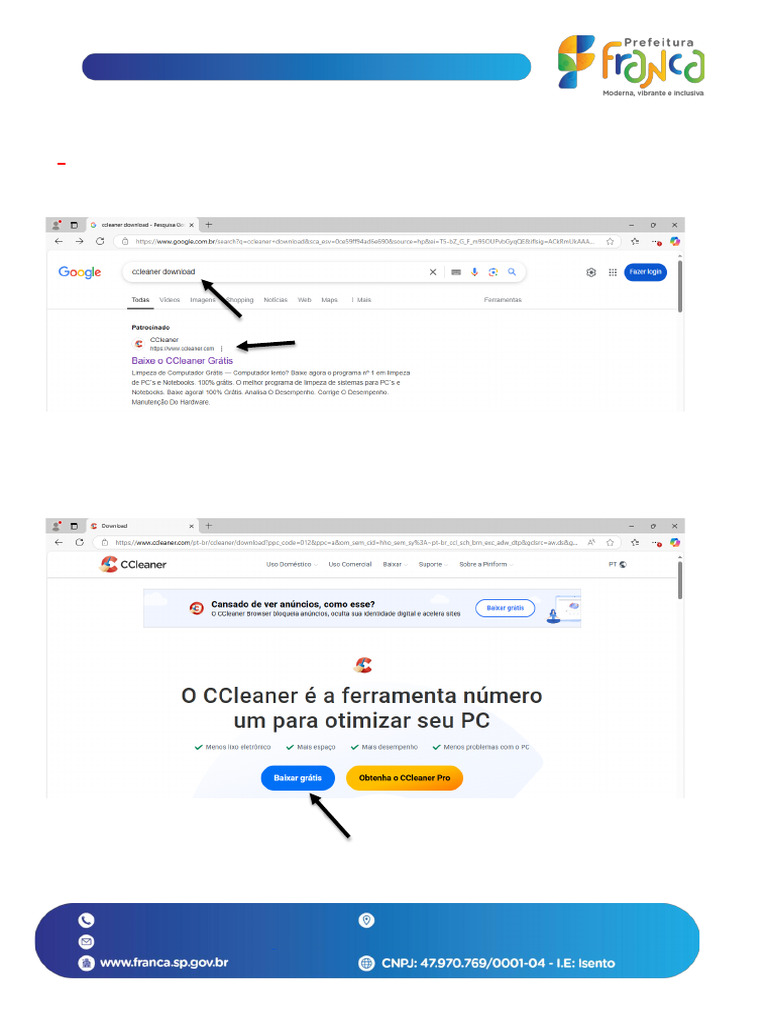 Instalação do CCleaner Passo a Passo | PDF