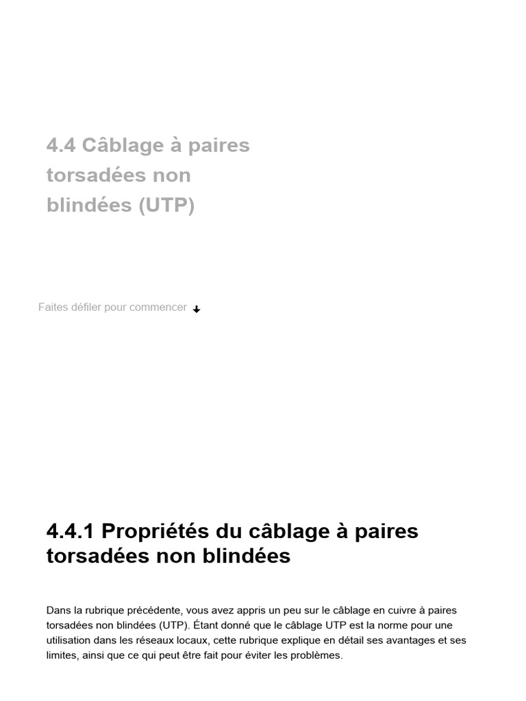 Propriétés du câblage UTP | PDF | Équipements électriques ...