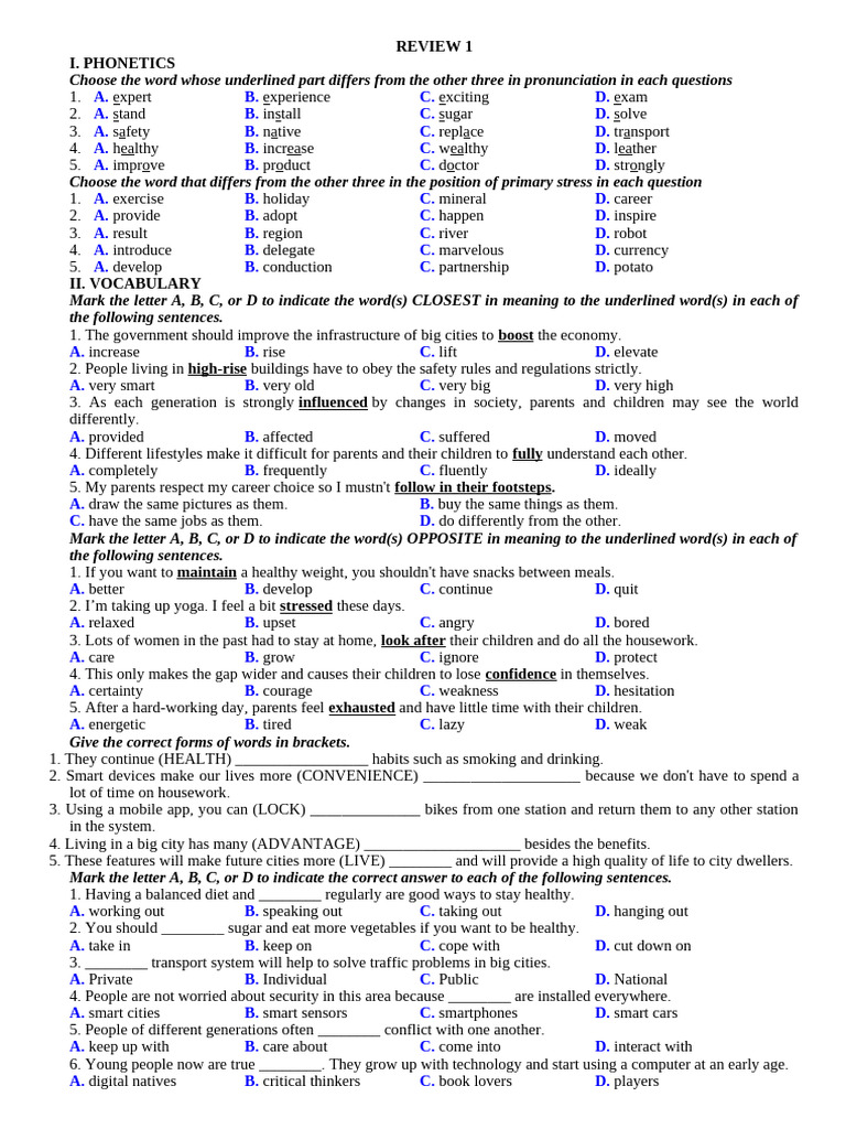 Phonetics and Vocabulary Practice Test | PDF | Cost Of Living | Adolescence