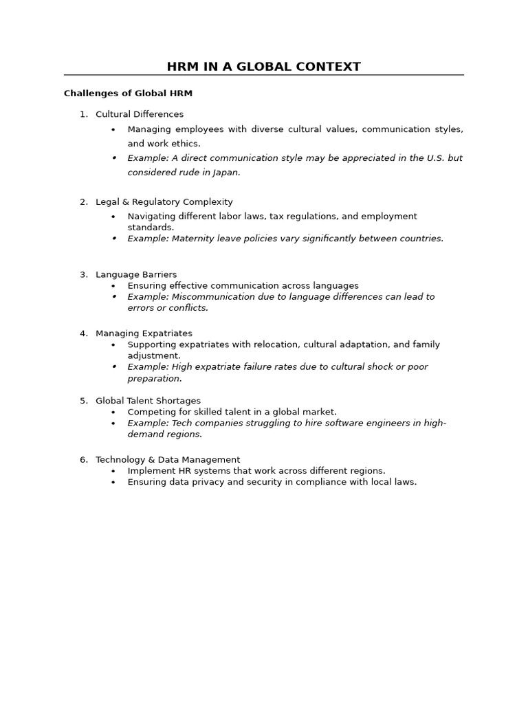 Global HRM Challenges and Strategies | PDF | Cost Of Living | Human ...