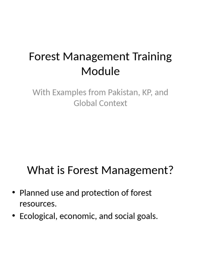 Forest Management Training Module Overview | PDF