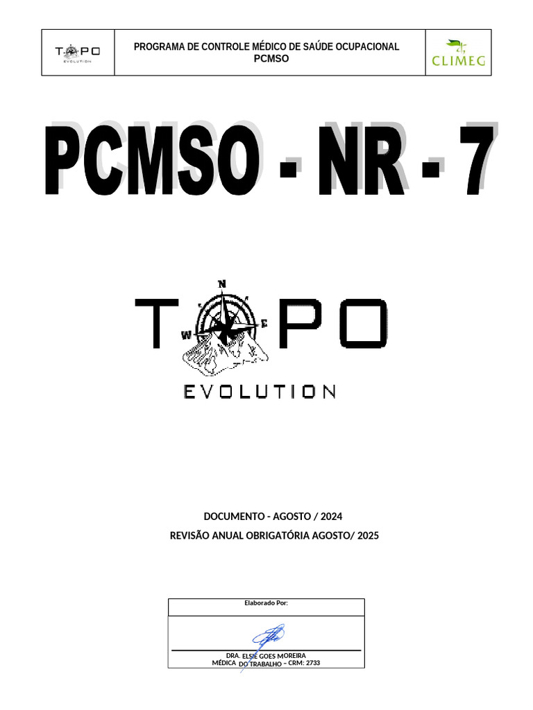 PCMSO - TOPO EVOLUTION 24.25 Assinado Assinado | PDF | Vacinas | Remédio